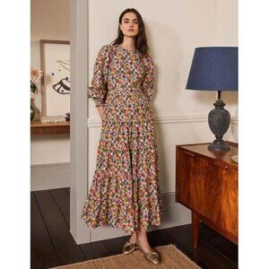 Boden multicolor floral tiered glorious british maxi dress size 6